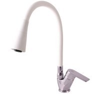 Sink lever mixer with flexible spout - Barva chrom/bílá,Rozměr 3/8''