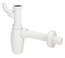 Pudeļsifons bez izplūdes 11/4"x32 ar veļas mašīnas pieslēgumu, balts
