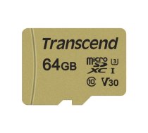 TRANSCEND 64GB UHS-I U3 GOLD MICROSD W. ADAPT