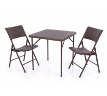 Saliekamais galds ar rotangpalmas dizainu 86x86x74 cm + 2 Krēsli