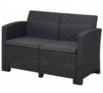 Divvietīgs rotanga dārza dīvāns 120 cm, pelēks