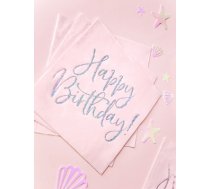 20 gab, Salvetes Happy Birthday, gaiši rozā, 33 x 33 cm (PD-SP33-80-081PJ)