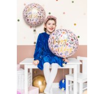 Folijas balons, Happy birthday, ar ziediem, 35 cm (PD-FB48)