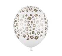 50 gab, Balons ar leoparda rakstu, balts ar zeltu, 30 cm (PD-SB14P-301-008)