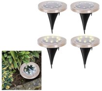 Dārza lampa ar saules bateriju 8 LED 4 gab silti balta (4964)