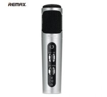 Remax REMAX K02 3.5mm AUX Mikrofons prikš Karaoke & AUX Mobīlām Ierīcēm ar Ekvalaizeri Android/iOS Uzlādējams Sudraba