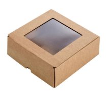 PaperSeal Dāvanu kaste ar lodziņu, 150 x 150 x 50 mm, brūna (150-03722)