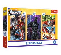 TREFL AVENGERS Pužļu komplekts Ar piedzīvojumiem piepildītas dienas, 3x80 gab. (34883T)