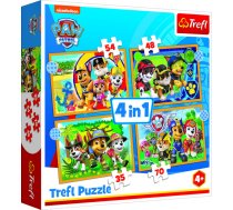 TREFL PAW PATROL Pužļu komplekts 4in1 Ķepa Patruļa (34395T)