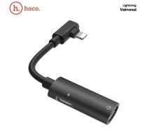 Hoco L18 iPhone 11 12 13 14 Audio Adapteris uz Lightning Austiņu Ligzdu + Lightning Uzlādes Ligzdu Melns (LS18BK)