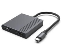 Dokstacija Gembird USB-C to HDMI + DP 4K 60Hz, black 18cm (A-CM-HDMIFDPF-01)