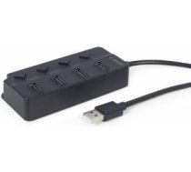 USB Centrmezgls Gembird USB 2.0 4-port Hub with Switches Black (UHB-U2P4P-01)