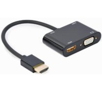 Adapteris Gembird HDMI Male - HDMI Female + VGA female + Audio Cable Black (A-HDMIM-HDMIFVGAF-01)