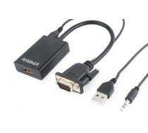 Gembird VGA Male - HDMI Female 0.15m Black + USB/AUX Full HD (A-VGA-HDMI-01)