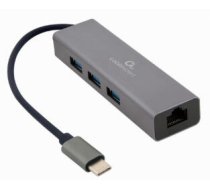 Gembird USB-C Gigabit network adapter with 3-port USB 3.1 hub (A-CMU3-LAN-01)