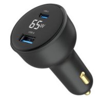 Auto lādētājs Gembird 2-port USB Car Fast Charger 65W Black (TA-UC-AC2PD65LCD-CAR-01)