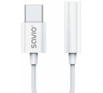 Savio USB-C Male - 3.5 mm Female White (AK-51)