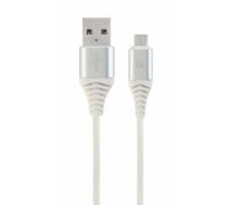 Gembird USB Male - Micro USB Male Premium cotton braided 1m Silver/White (CC-USB2B-AMMBM-1M-BW2)