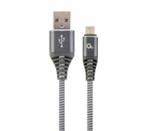 Gembird USB Male - Micro USB Male Premium cotton braided 2m Space Grey/White (CC-USB2B-AMMBM-2M-WB2)