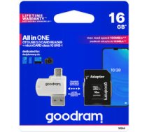 Goodram MicroSDHC 16GB All in one class 10 UHS I + Card reader (M1A4-0160R12)