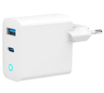 Lādētājs Gembird 3-port 30W GaN USB Fast Charger LCD White (TA-UC-PDQC65L-W-01)