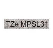 TZe-MPSL31 dekor.uzlīmju lente, MELNS uz SUDRABU, 12mm x 4metri (TZEMPSL31)