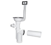 PLASTBRNO Sifons virtuves izlietnei 115 1/2X50mm ar izplūdi, pārplūdi, v/m (8595156220171)