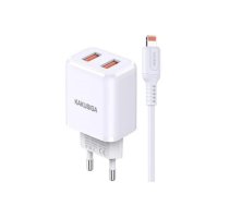 Kaku KSC-793 2in1 Adaptīvs Dual port ātrs 2.4A lādētājs ar Lightning vadu White (KSC-793/LI-WH)