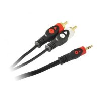 Libox LB024 3.5mm Stereo Jack uz 2x RCA Audio Vads 5m apzeltīti savienojuma konektori Melna (LB0024)