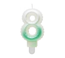 GoDan Tortes svece - Gaisa Balons Skaitlis 8 (7cm) White/Green Ombre (MLG175127)