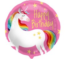 Folat Folija gaisa balons &quot;Happy Birthday Unicorn&quot; 45cm (62995)