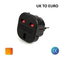 Strāvas ligzdas pāreja UK (Anglija) 3pin uz EU standartu 2Pin UK uz EU adapteris (OEM)/ Melns (UK-EUR-PWAD)