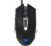 Aula S50 Multi-krāsu apgaismojuma Spēļu Optiskā pele a vadu/ 7 pogas/800-4800dpi/ ar ergonomisku formu/ Melna (S50)