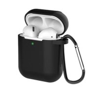 Riff Silikona maks priekš AirPods 2 / AirPods 1 + karabīns Black (RF-AIPODS1/2+K-BK)