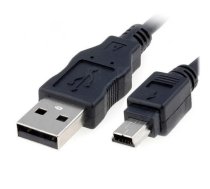 Kabelis USB 2.0 A Mini USB B barošana + datu pārraide 5Pin 0,5 metri Melns (PS-M-MINIUSB-05)