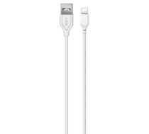 XO NB103 Izturīgs TPE Universāls USB uz USB-C (Type-C) Datu &amp; Ātrās 2.4A Uzlādes kabelis 2m Balts (NB103)