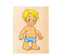 Woody 90018 Eko koka pamācošā un attīstoša rotaļlieta ar šnorēm "Apģērb Puisīti" (10gab.) bērniem no 3 gadiem + (18x22сm) (WD90018)