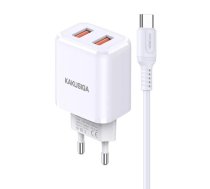 Kaku KSC-793 2in1 Adaptīvs Dual port ātrs 2.4A lādētājs ar Type-C vadu White (KSC-793/TYP-WH)