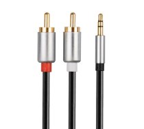 Libox LB0092 3.5mm Premium Stereo Jack uz 2x RCA Audio Vads 1.5m 24K apzeltīti konektori Melna (LB0092)