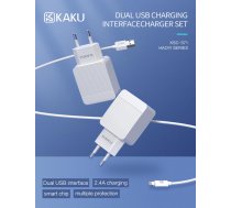 Kaku KSC-371 Set 2in1 Gudrais Divu USB Ligzdu 2.4A Tīkla Lādētājs + USB uz Lightn vads 1m (KSC-371L)