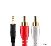 Riff RF034 3,5 mm uz 2 x RCA audio vads 5 m ar apzeltītiem savienotājiem (RF034)