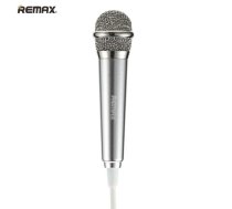 Remax K01 Mini Universāls 3.5mm Vada Mikrofons priekš Karaoke &amp; AUX Iekārtām ar 2x Plug-In Adapteri Sudraba (RMK-K01)