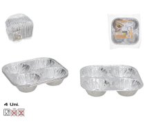 Alumīnija cepšanas formas (4 gab.), 3 x 15,5 x 15,5 cm, KITCHEN&GO (8445393408187)