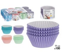 Komplekts 100 konditorejas papīra cepšanas formas, 11 cm, 4 krāsas, 5.5×7.5×7.5 cm, 36968, Kinvara (36968)