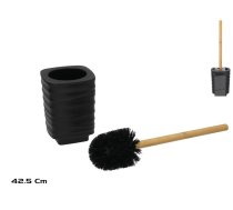 Tualetes birstes turētājs ar melnu bambusa rokturi, 42.5 cm, 11.00 x 11.00 x 42.50, BATH&GO (8445393593357)