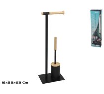 Tualetes papīra turētājs ar birsti, melns, 16.00 x 22.00 x 62.00, BATH&GO (8445393544359)