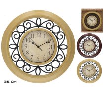 Koka efekta sienas pulkstenis 35 cm, 2 veidi, 35 x 35 x 5 cm, DECORLIFE (8445393486697)