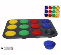 Kēksiņu cepšanas forma ar papīra ieliktņiem, 3 x 27 x 35 cm, KITCHEN&GO (8430540724494)