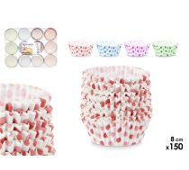 Komplekts 150 papīra cepšanas formas, 8 cm, 4 krāsas, 6.5×5.5×5.5 cm, 78480, Kinvara (78480)