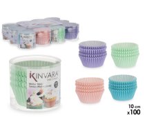 Komplekts 100 konditorejas papīra cepšanas formas, 10 cm, 4 krāsas, 5.5×6.5×6.5 cm, 36969, Kinvara (36969)